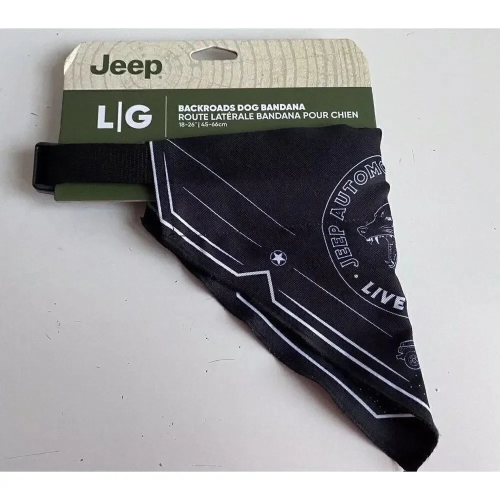 Jeep Backroads Mountains Bandana Dog Collar Black Large Dog‎ 18-26” NEW